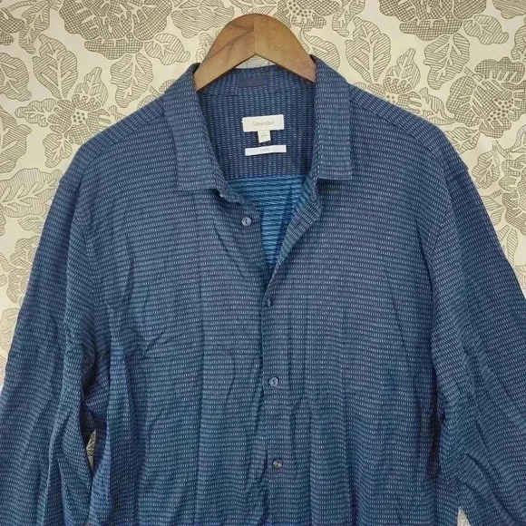 Calvin Klein Slim Fit Button down Long sleeve  Printed Men's Dress Shirt XL - Picture 3 of 8